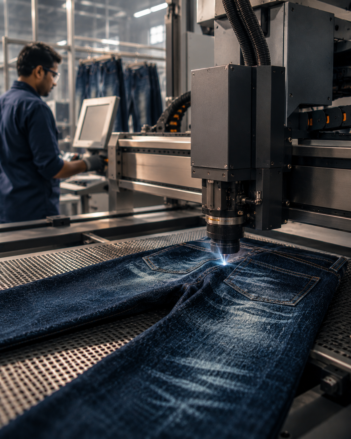 Precision denim laser finishing