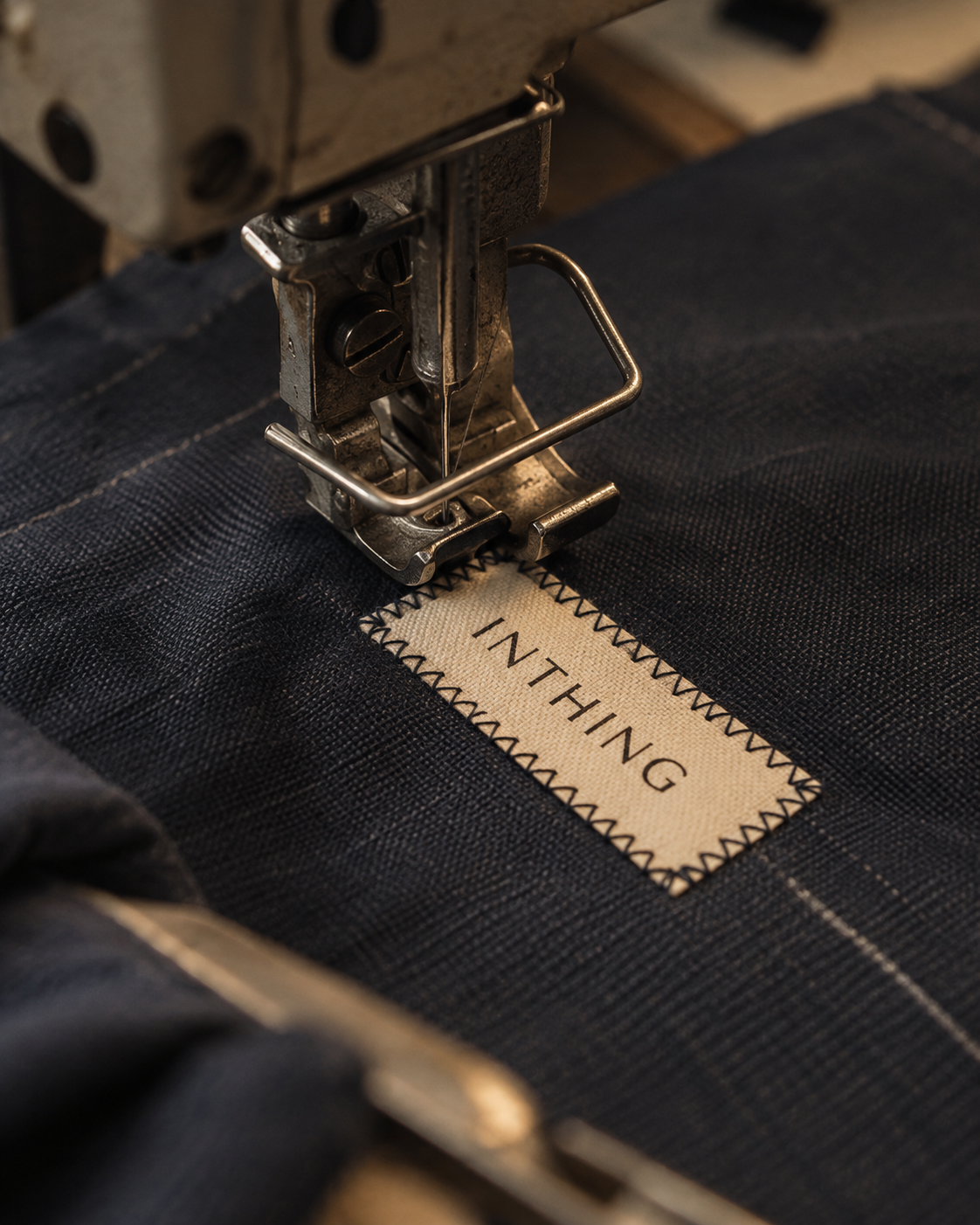 Close-up of Inthing garment stitching and craftsmanship