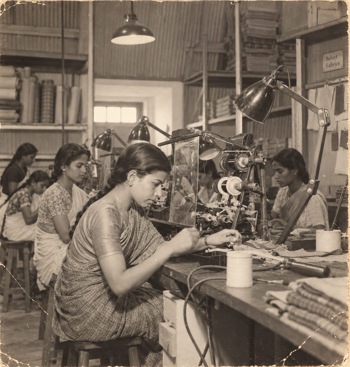 Historical textile manufacturing photograph
