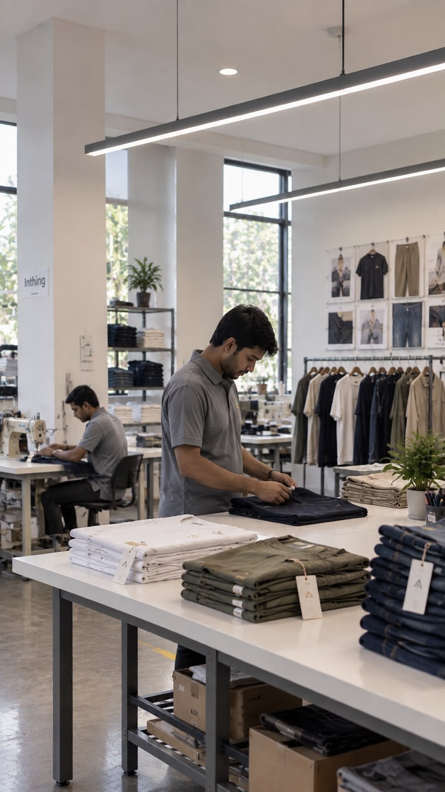 Modern garment manufacturing and fashion workspace
